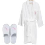 Luxury High Quality Hotel White Customized Embroidery Logo Shower Robe